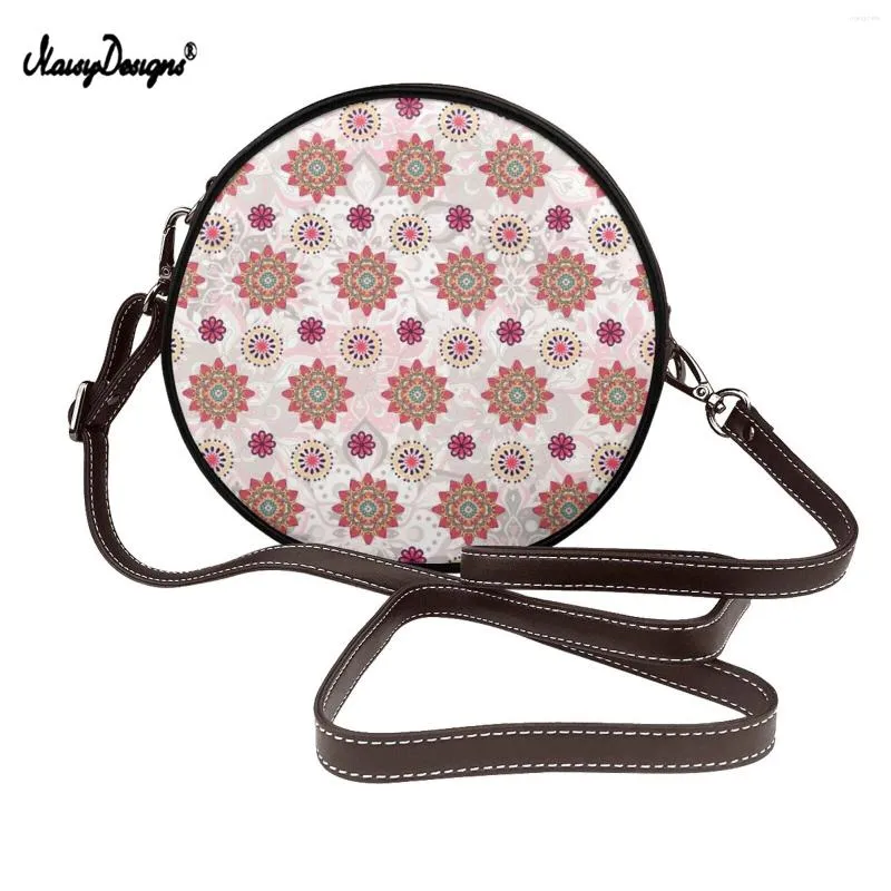 Schoudertassen NoisyDesigns Mandala Print Ronde Crossbody tas mode mode hoogwaardige pu lederen dames designer handtas messenger