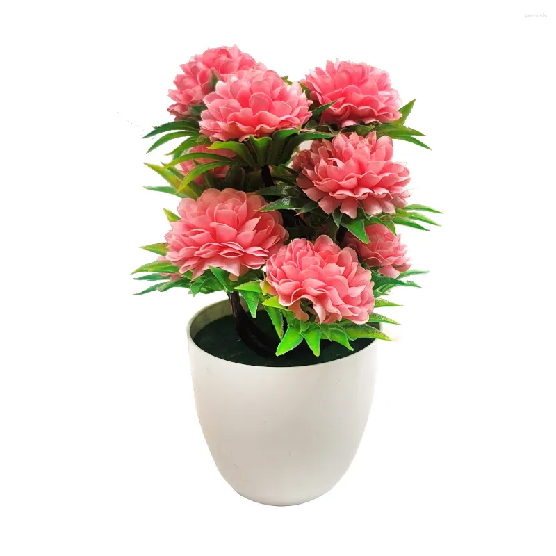 Dekorativa blommor konstgjorda växter falska blomma krukväxter bonsai simulering 12 små boll krysantemum hem dekoration ornament