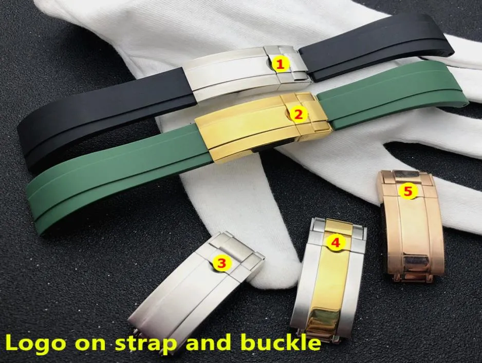 Soft 20mm Black Green silicone Rubber Watchband watch band For Role strap For GMT OYSTERFLEX Bracelet logo on8610341