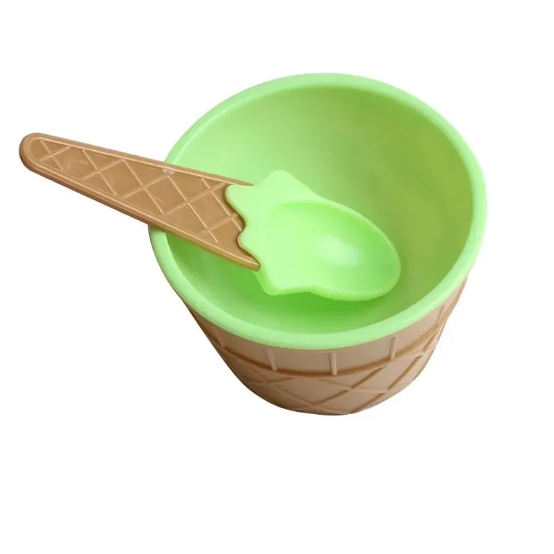 Ny ny Kids Ice Cream Bowl Spoon Set Hållbara barn gåvor härlig efterrätt skål diy glass verktyg glassskål+sked för barn dessert skåluppsättning