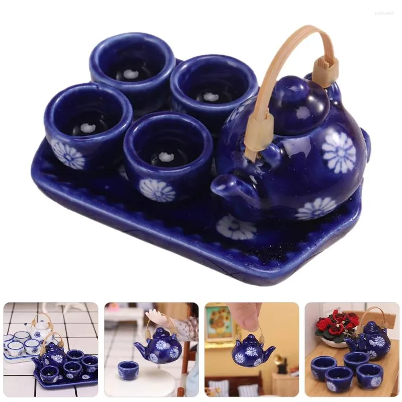 Teaware Sets Home Accessories House Tea Pot Mini Cups Miniature Teapot Ceramics Ornament Pretend Play