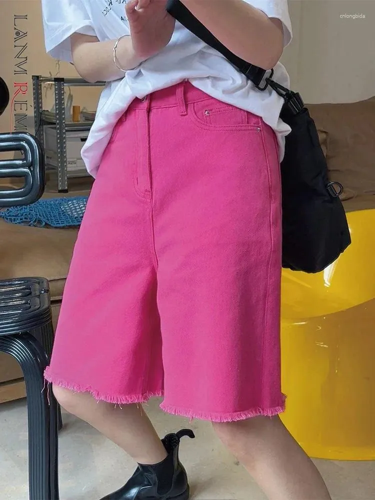 Damen -Shorts Lanmrem Pink Design Denim für Frauen hohe Taille gerade losen lässige Kleidung Streetwear 2024 Sommer 26d8798