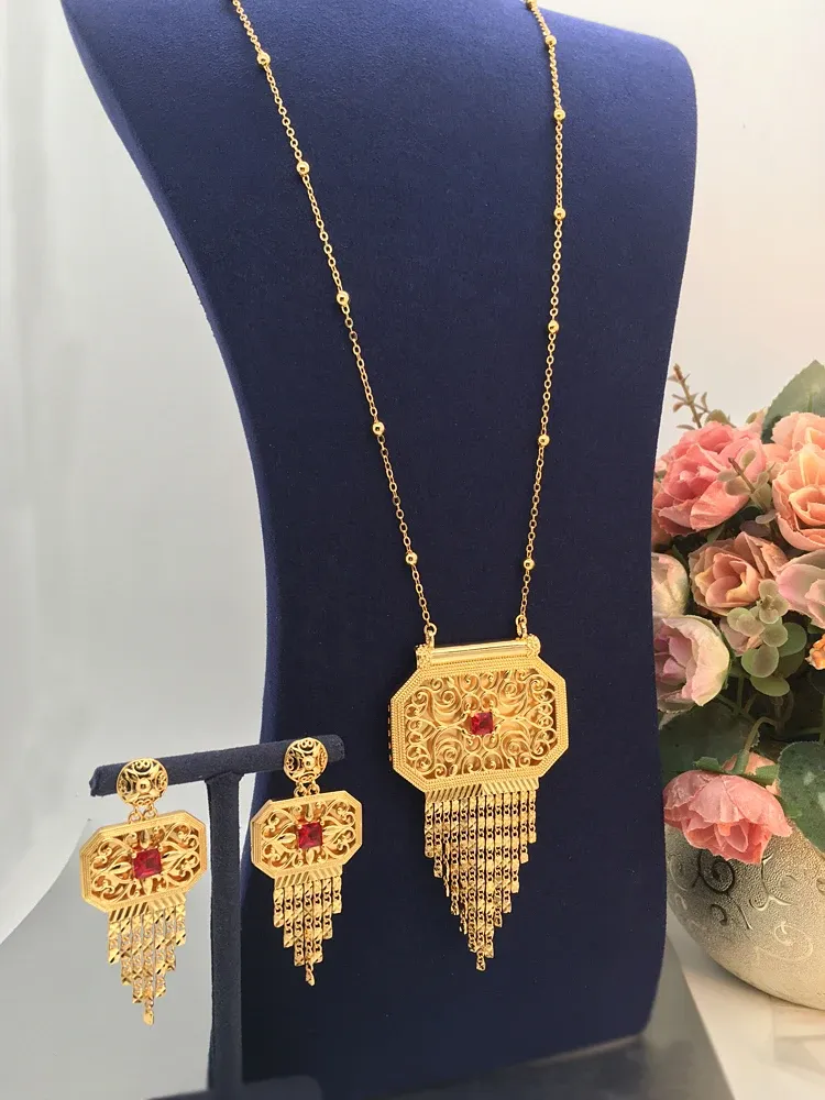 Sets Janekelly Hotsale African 2pcs Braut Schmuck Sets Neues Mode -Dubai -Schmuck Set für Frauen Hochzeitsfeier Accessoires Design