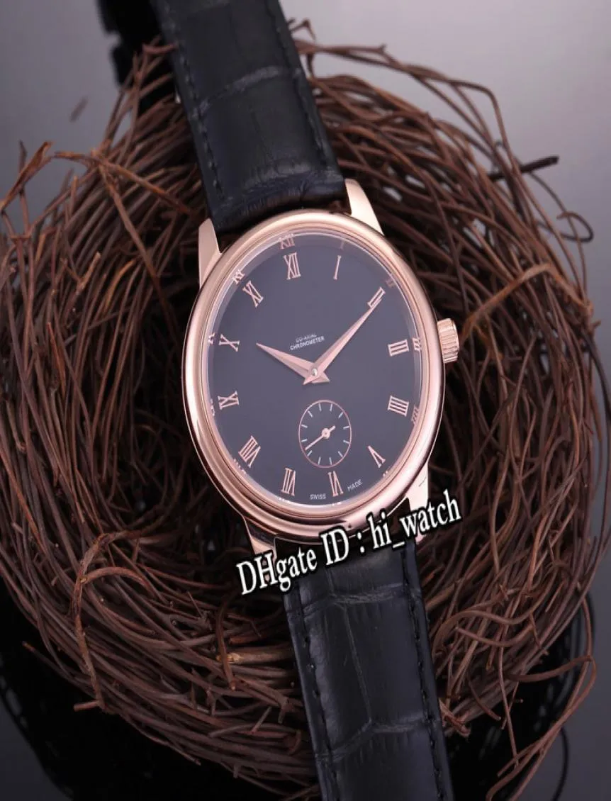 Nowy napęd Prestige Małe sekundy 46145001 Automatyczna męska zegarek Rose Gold Black Dial Roma Mark zegarki czarna skóra Hiwatch H047908293