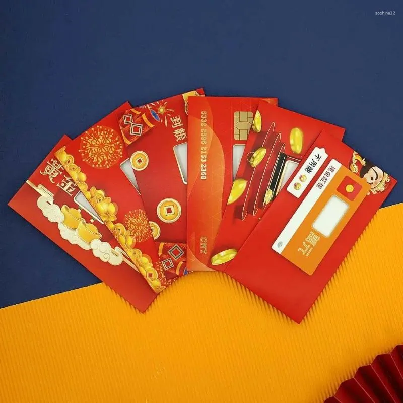 Present Wrap 6st/Set Chinese Year Decorations Dragon Red Envelope Lucky Money Pouch Diy Card Packing Bag