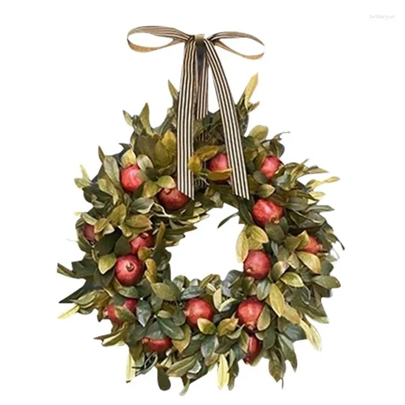 Decorative Flowers JFBL Fall Wreath Pomegranate Front Door Hanging Ornament Realistic Garland Thanksgiving Party Festival Decor