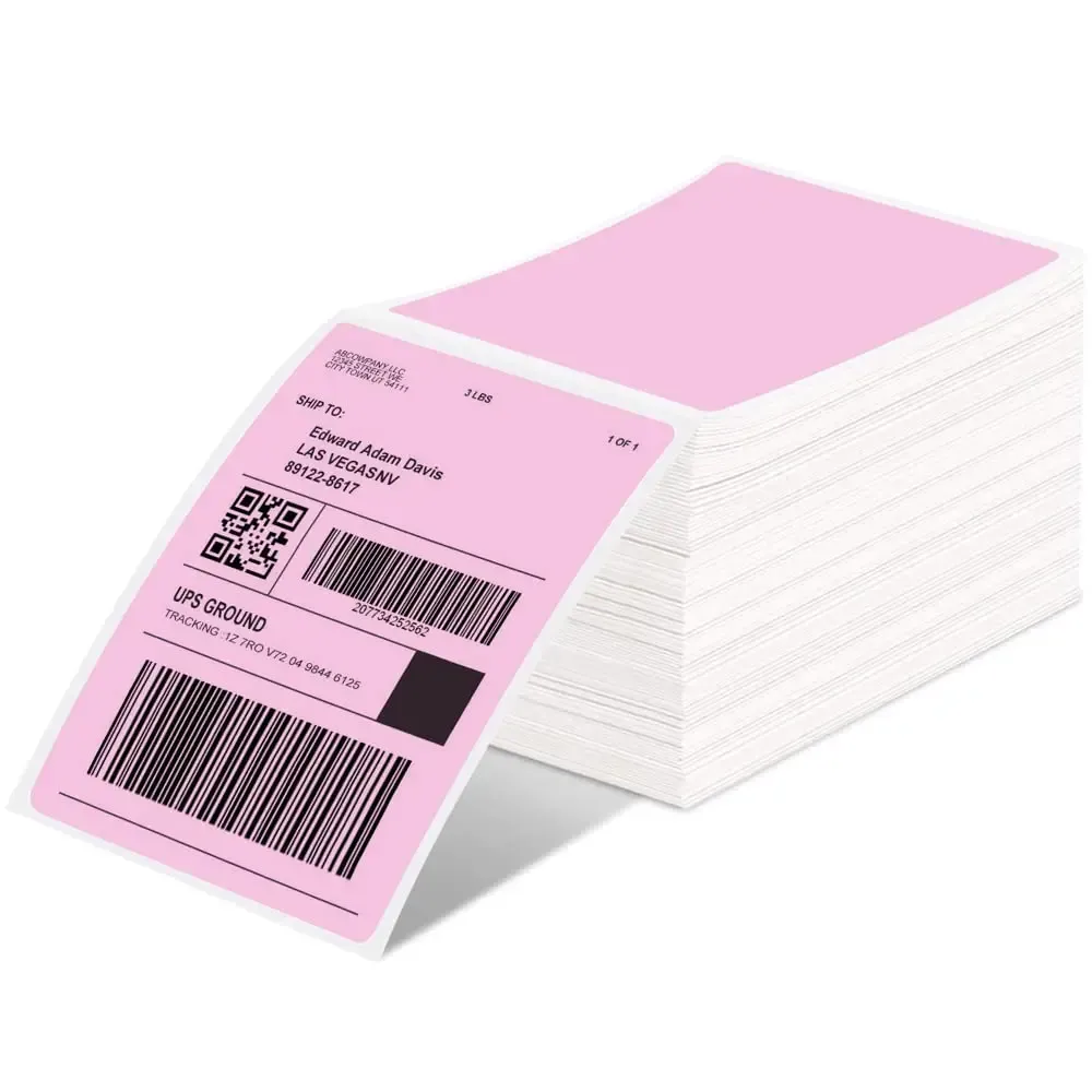 Papier 500pcs Phomemo 100x150 mm Wysyłka naklejka Póżowa Etykieta termiczna do dostawców kompatybilna z drukarką D520 PM241BT