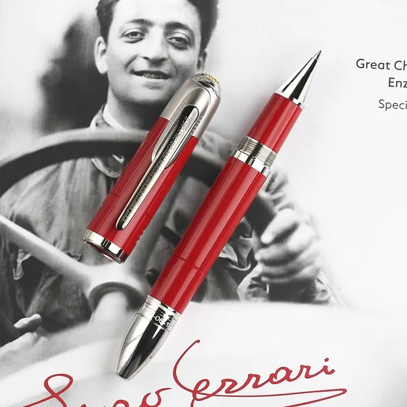 Red Resin Rollerball Pen With Hollow Carved Top 