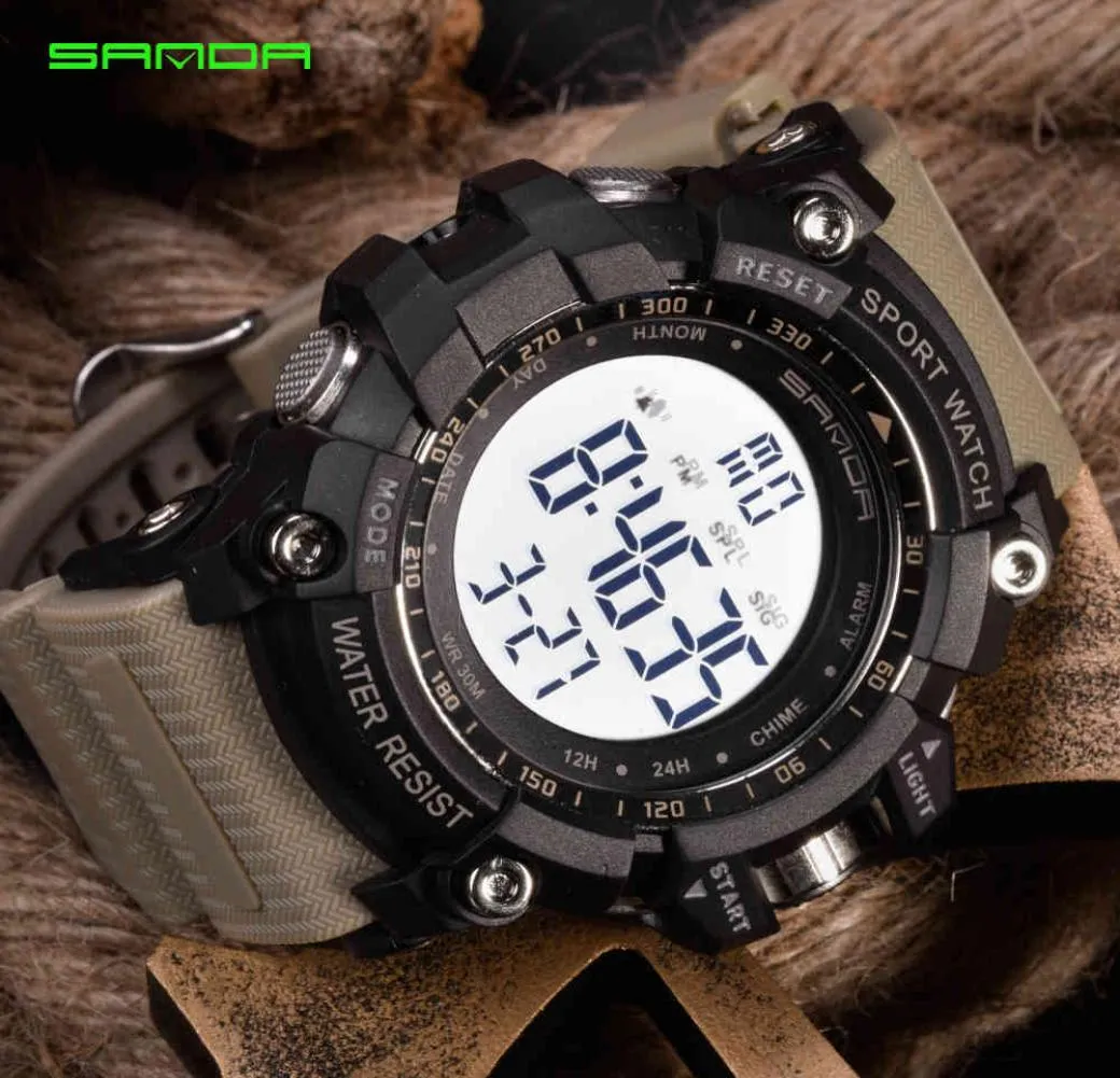 2021 g estilo Men039s Sports Assista Moda Digital Mens relógios de contagem regressiva à prova d'água Dual Time Shock Watches Relogio Mascul6333638