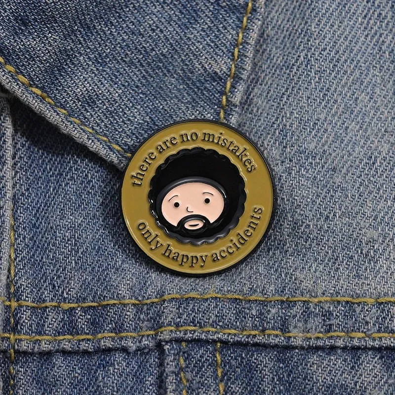 Es gibt keine Fehler, nur glückliche Unfälle Emaille Pin Cartoon Round inspirierende Brosche Revers Rucksack Abzeichen Kunst Schmuck Geschenk