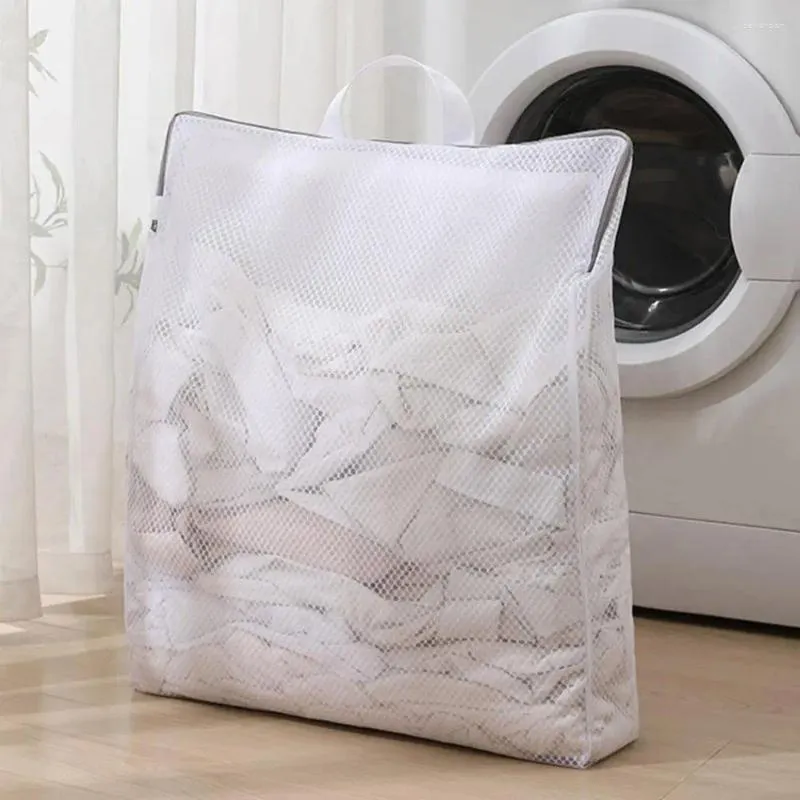 Sac à linge Capacité de sac polyvalent en maille à fermeture éclair pliable avec poignée Pouche de vêtements de voyage idéal pour sous-vêtements