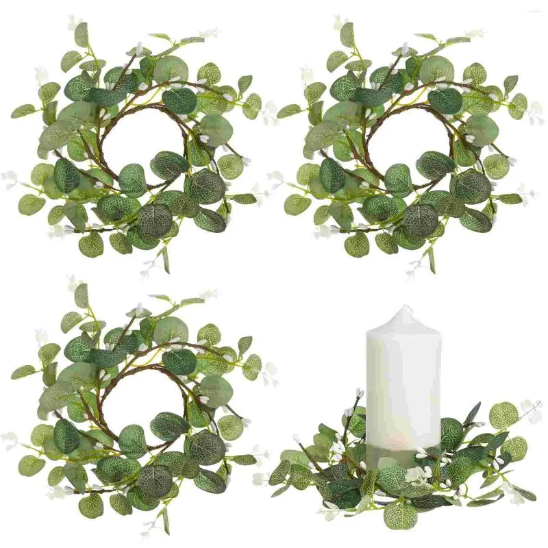 Decorative Flowers 4 Pcs Christmas Garland Eucalyptus Wreath Rings For Pillars Table Spring Decorate Wreaths