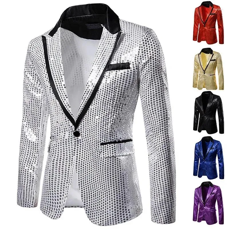 Suisses masculines 2024 Sequins One Bouton Suit Taille européenne Single Western Coat Performance Robe Casual