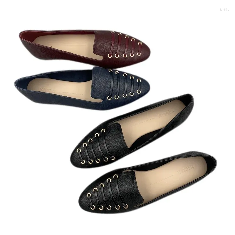 Casual Shoes Soft Leather Women's Loafers 2024 Autumn British Style Flats Ladies Vintage Flat Woman Grunt Slip On Moccasins Big Size