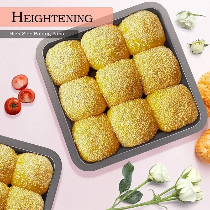8 Inch Rectangle Loaf Pan, Carbon Steel Non-Stick Toast Bread Mold ...