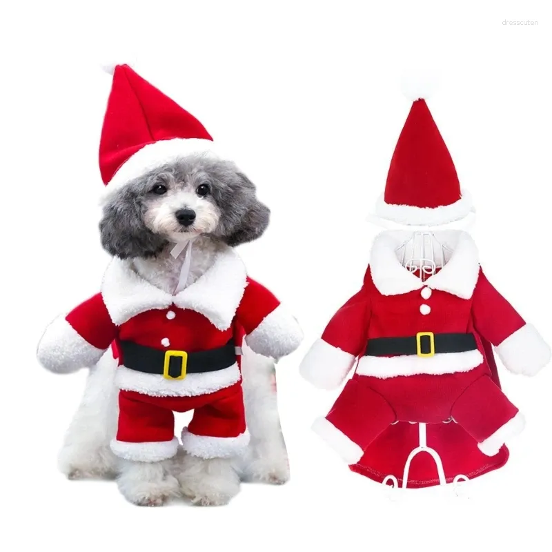 Ropa de perro navideña santa tema mascota disfraz de vestuario divertido accesorios para fiestas de cosplay t5ef