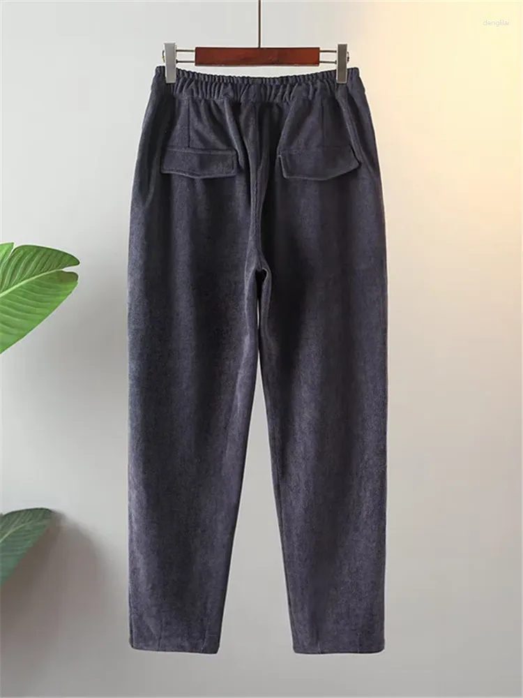Pantalon plus taille Vêtements pour femmes printemps automne décontracté lâche avec pantalon couché à la taille élastique chenille tissu 4xl