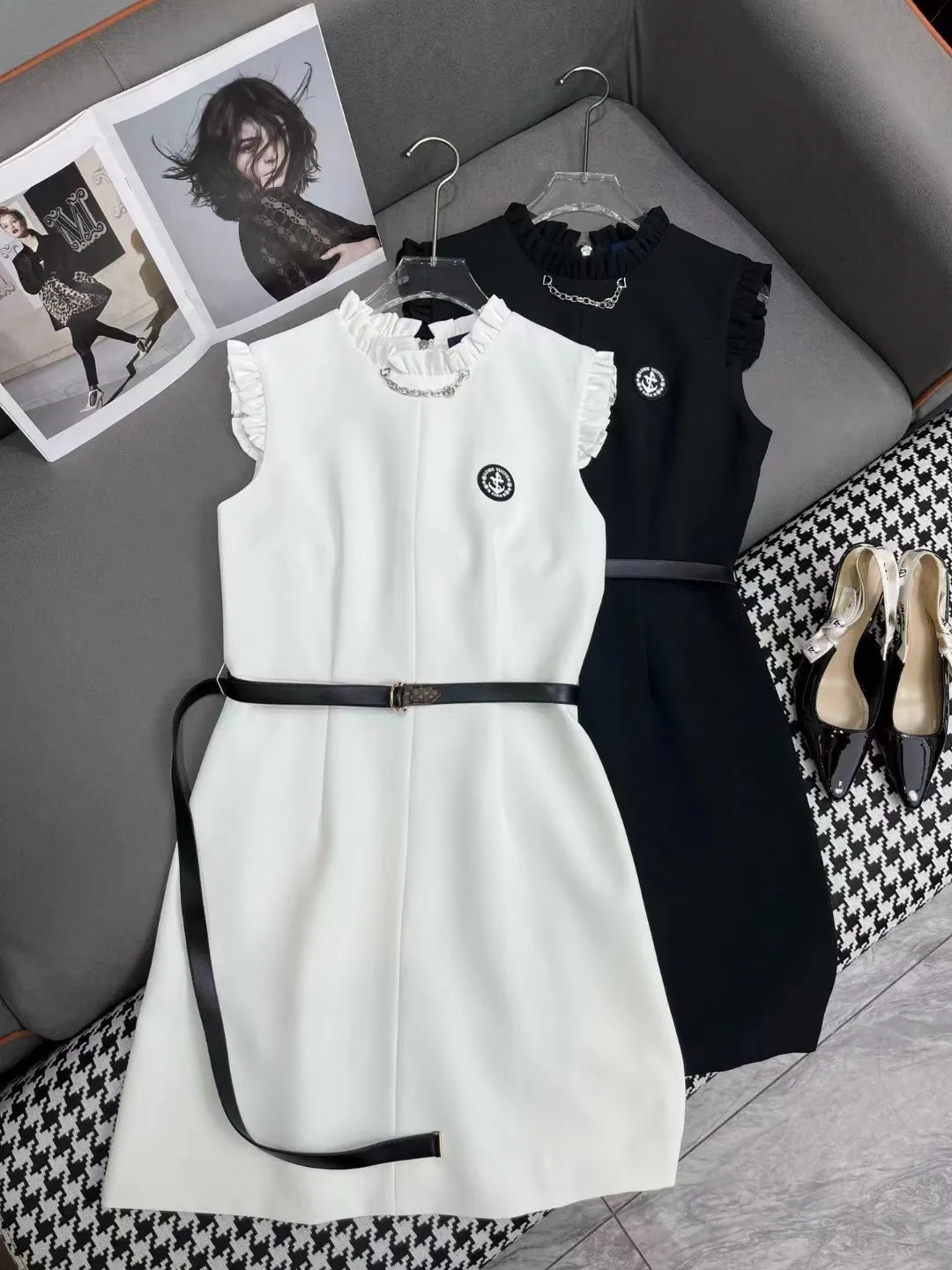 Sıradan Elbise Tasarımcı Elbise Etek Eklenmiş Mektup Trim Yüksek Bel İnce Etekler Taraf Jacquard Kumaş Yarık Tasarım Sense Etek Kadın Giyim 66