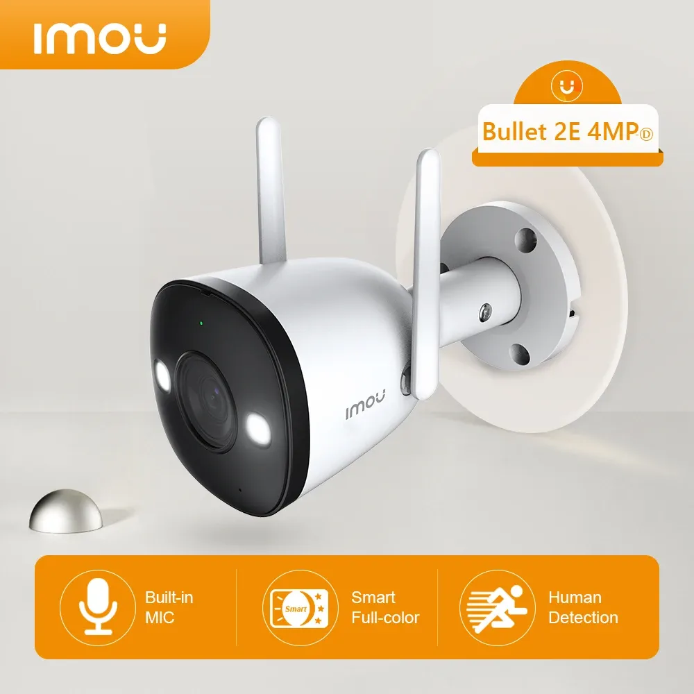 Kameras imou Bullet 2E 4MP WiFi -Kamera Outdoor Infrarot Nachtsicht Video Überwachung wasserdichte externe Dual -Antennen -Überwachungskamera