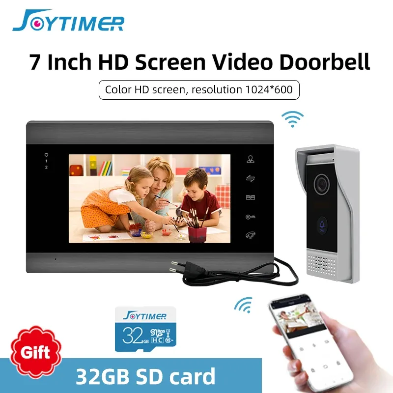 Intercom Joytimer Neue Video -Intercom Tuya Smart Home 7 Zoll Video Tür Telefonbewegung Erkennungsunterstützung Remote Freischalt kostenlose Geschenkkarte