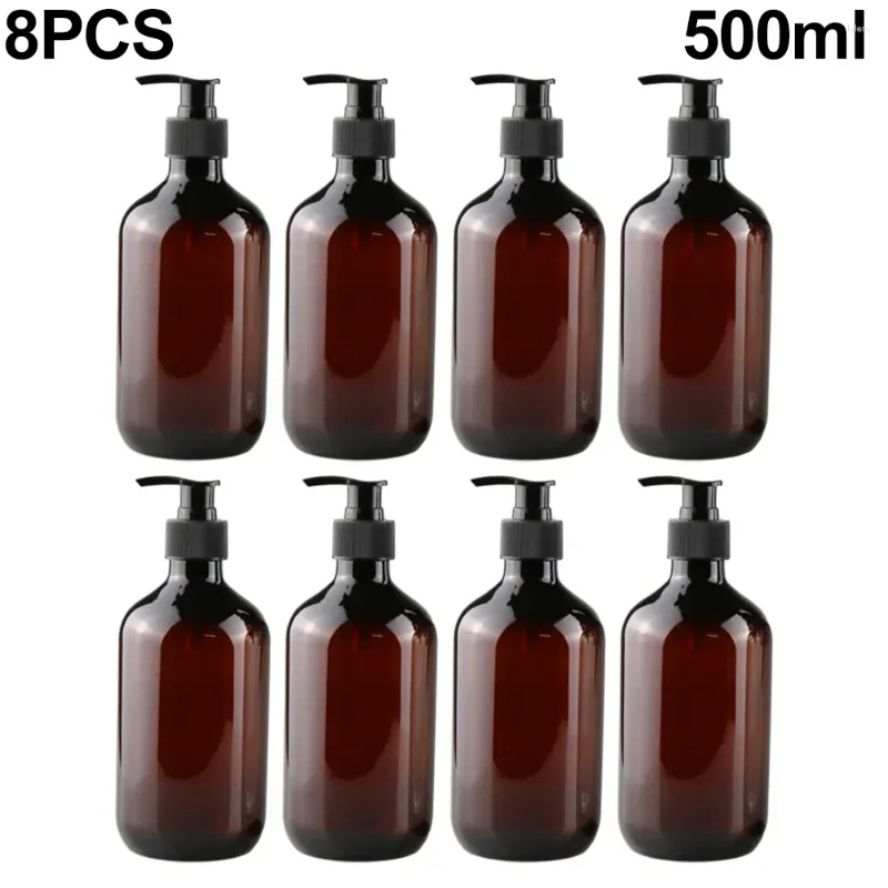 Liquid Soap Dispenser 8Pcs 500ml Shampoo Conditioner Bottles Bathroom Plastic Empty Refillable Pump Lotion Bottle Cosmetic Containers Set