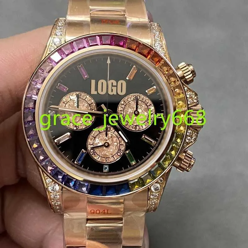 Деловые роскошные красочные бриллианты часы автоматические 7750 Движение 3 маленькие часы для инфекции