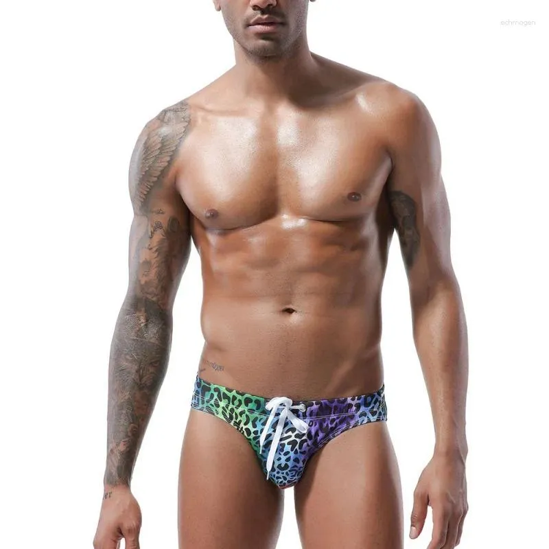 Underpants Men Leopard Stampa mutandine da cofano a bassa vita briefs di nuoto traspirante tronchi