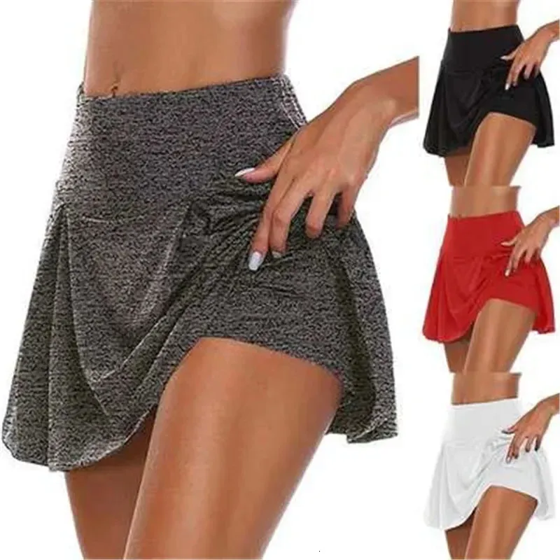 Tennis Dance Fitness Solid Sports kjolar Kvinna som kör Skort Aktiv Athletic Breattable Gym Yoga Fitness Kort Hög elasticitet 240325