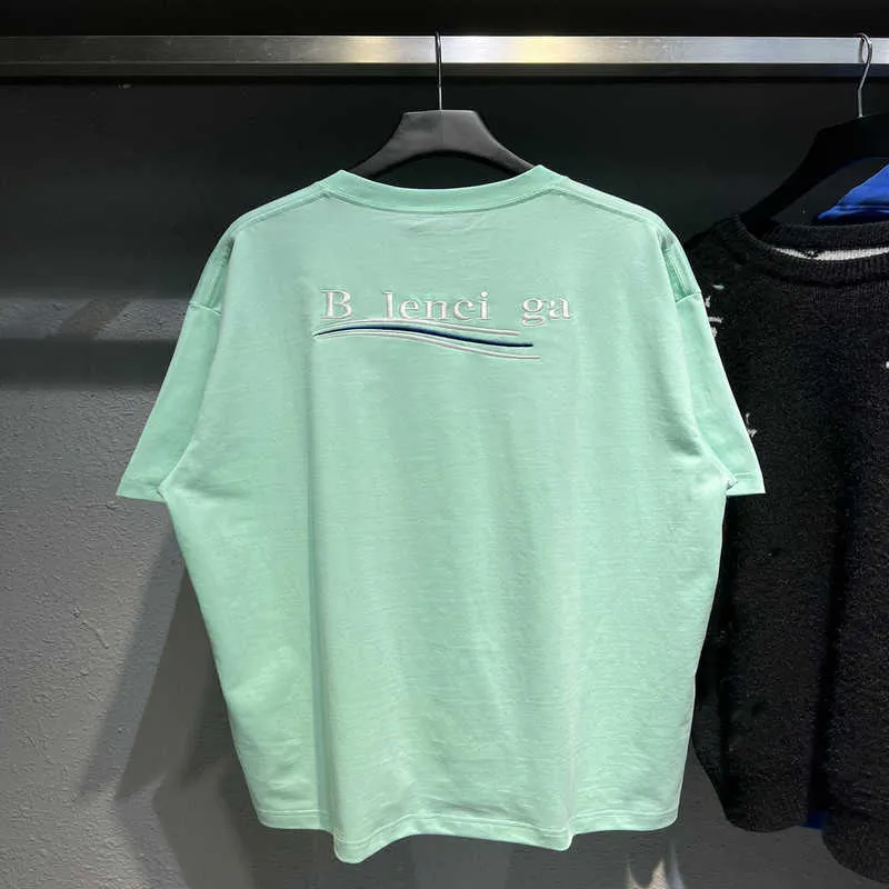 Luxury designers new mens womens short sleeved sportswear set High Edition Summer New House Hailang Coke Embroidered Mint Green and Short Sleeve T-Shirt