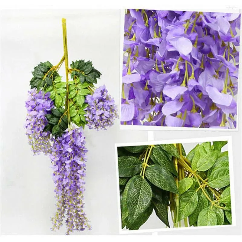 Decorative Flowers 12pcs Artificial Wisteria Vine Simulated Flower Fake Plastic Silk Ceiling Garden Home Courtyard Decoration