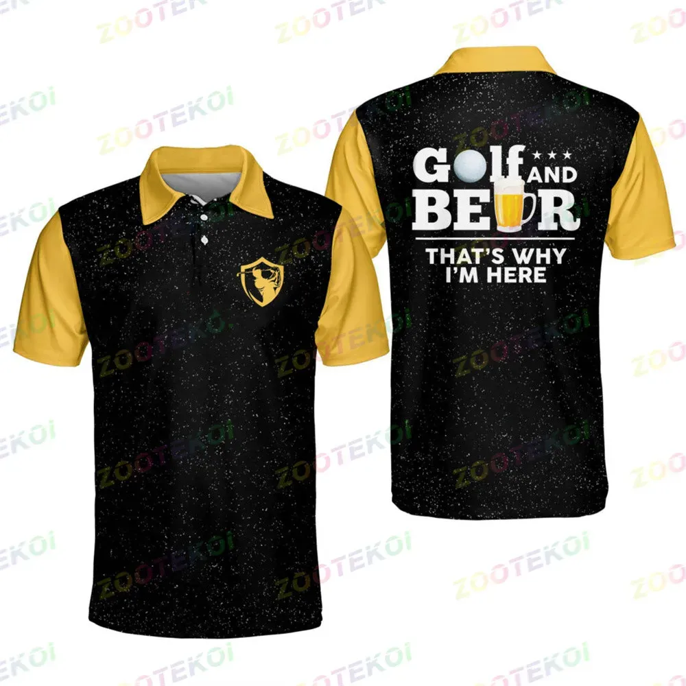 قمصان Men Golf Golf Polo Terts for Classic Summer Short Sleeve Golf Course أو The Game T Shirt Polo Lapel Fashion Golf Sports Button Button Pollo