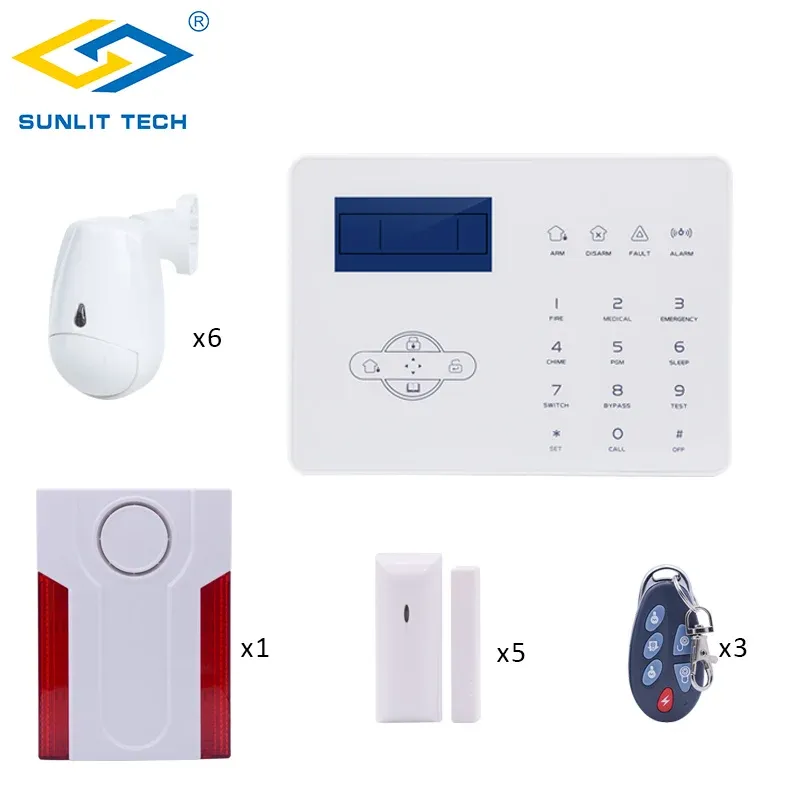 キットフォーカスSTIIIB Wireless GSM PSTN Alarm System for Home Berglar Security WiFi Pet Immune Pir Door Magnet Sensor with Strobeサイレン