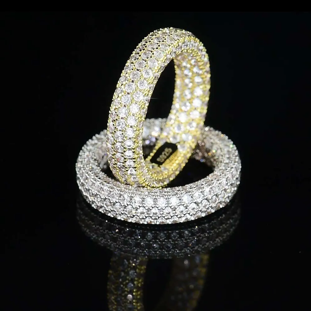 JR01 OEM/ODM Aangepaste sieraden Factory Groothandel Ice Out Diamond Real Gold Poled 925 Sterling Silver Men Moissanite Hip Hop Ring