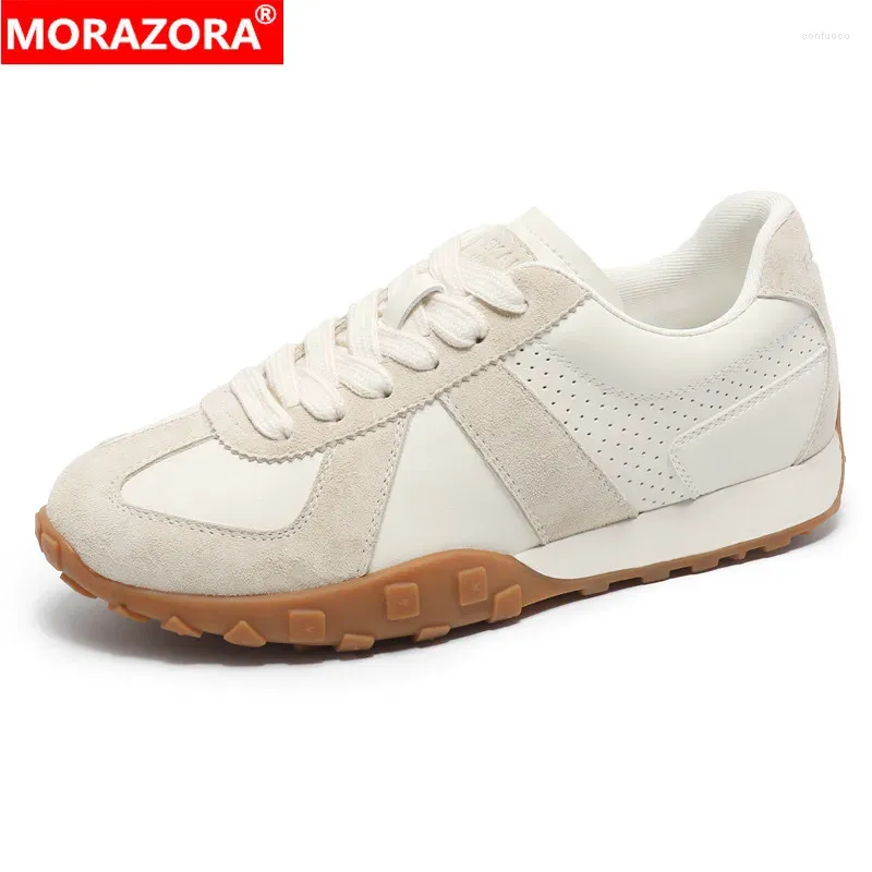 Chaussures décontractées Morazora 2024 Suede en cuir mélangé Couleur mixte Femmes Sneakers Lace Up Plateforme confortable Fashion Mesdames