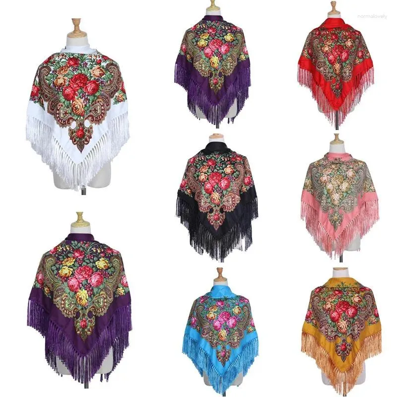 Szaliki retro drukowane szalik zima szal boho jesień i ciepłe bawełniane rosyjskie damskie styl etniczny Tassel 1PC