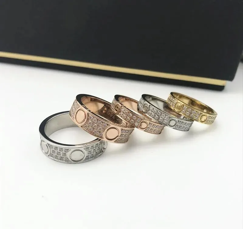 Luxury Brand Jewelry Designer Couples Couples Diamond parafuso Ring Ladies Aço inoxidável Presente de jóias 6-10
