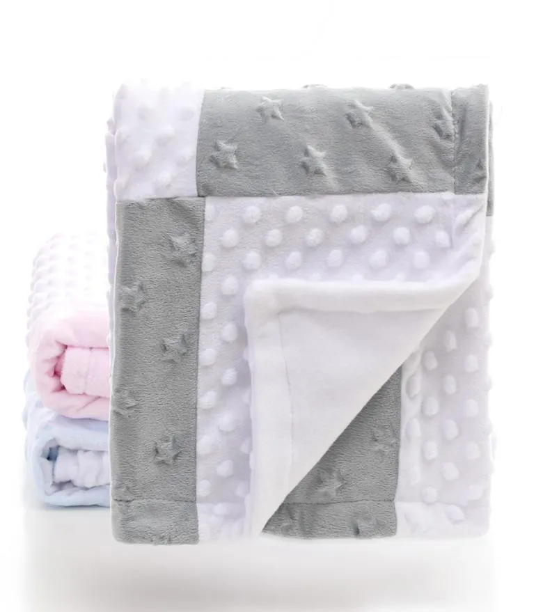 2 warstwy 3D DOT STAR SERCE Wzór splicing polar Coral Minky Soft Thermal Toddler dziecięcy koc BOLET BEDDING Kołdra Swaddle1447426