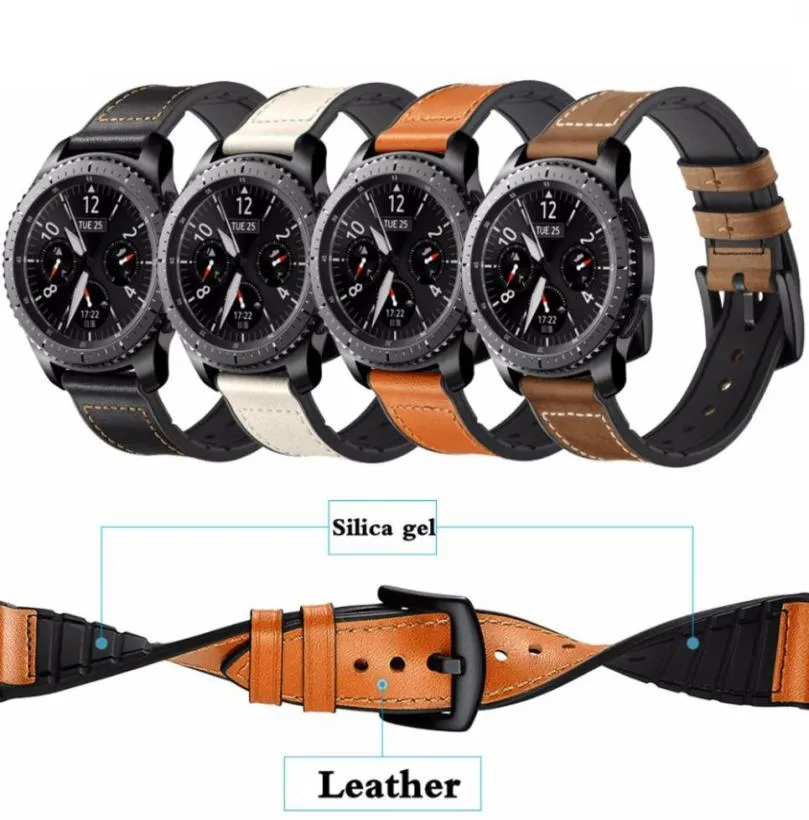 Lederen band voor Gear S3 Frontier Samsung Galaxy Watch 46mm 42m Huawei Watch GT -riem 22 mm Watch Band Correa Bracelet Belt 20 mm C2159586
