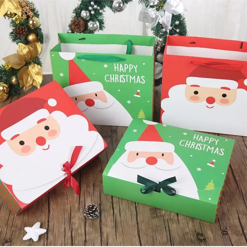 Gift Wrap 50Pcs/Lot Merry Christmas Box Bag Santa Claus Paper Container Supplies