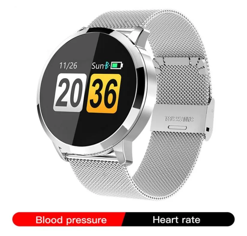 Q8 Smart Watch Oled Color Screen Smart Watch Unisexe Fashion Fitness Tracker Salle Traiy Monitor pour iOS Android Smart Wristband7270493