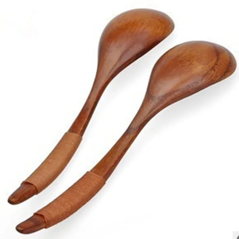 18cm Natural Wood Long Handled Rice Soup Cooking Spoons Big Ladle Hot Pot Spoon Wood Spoon Tableware Tools Kitchen Accessories