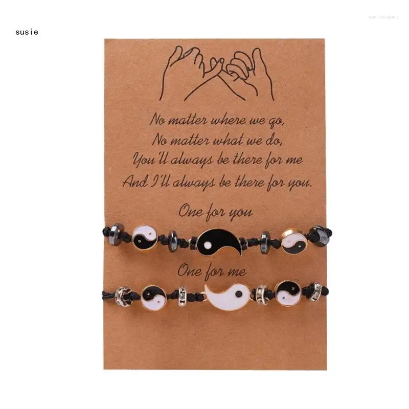 Bracelets de charme x7ya 2pcs / set yin yang bracelet cordon réglable fait à la main pour la corde tressée de chiots relation d'amitié