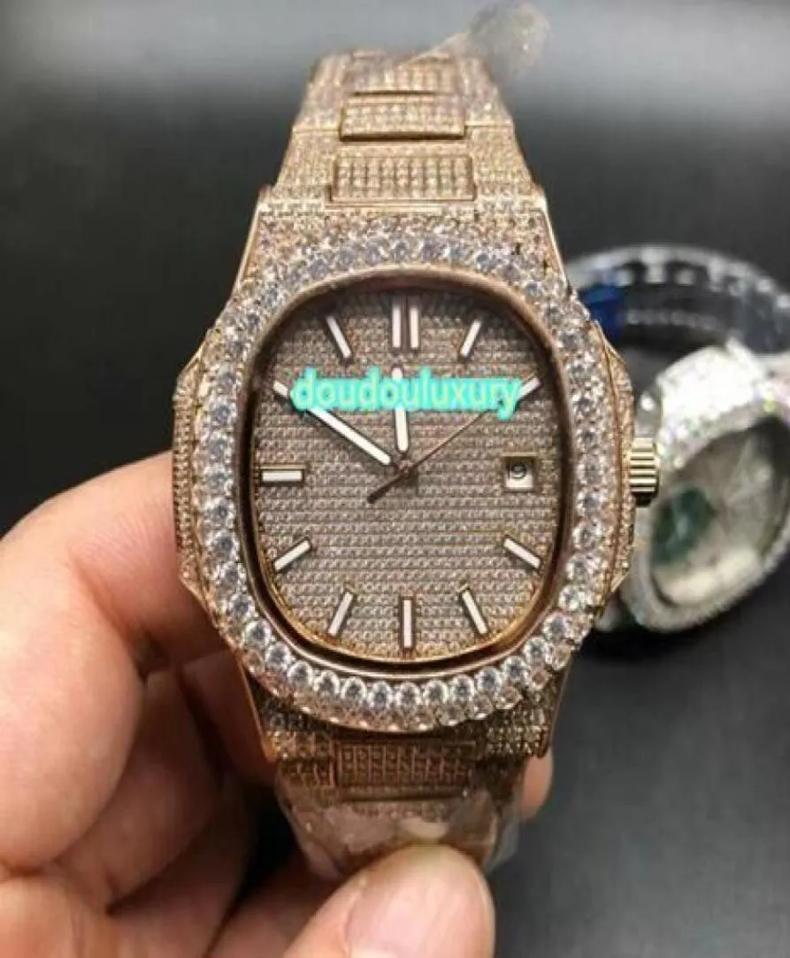 World039s Säljer Men039S Boutique Watch Rose Gold Iced Out Diamond Luxury Fashion Watches ThreePin Stable Automatic D4605364