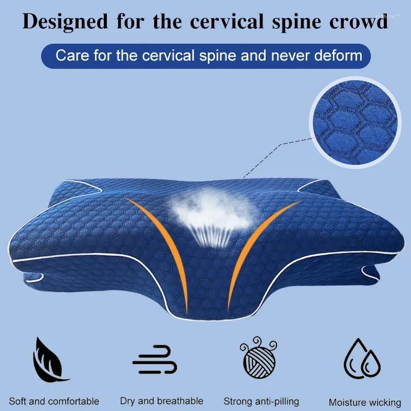 Oreiller à mémoire de mousse litière en forme de sommeil cervical ergonomique confortable protection du cou papillon