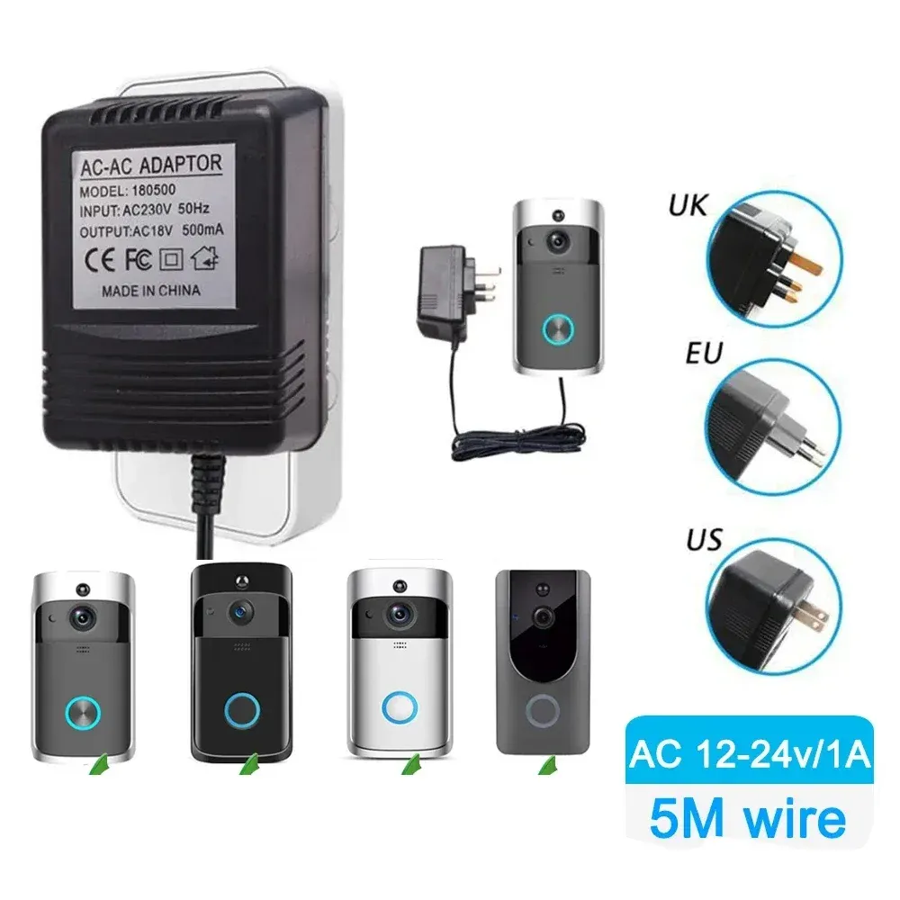 Porgellini 1pcs UK UK Plug Adattatore di potenza 220V240V per WiFi Smart Video Camera da portata Video Fannaggio della porta del video Fallo