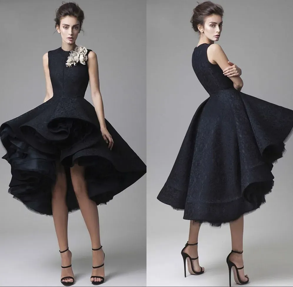 Vestidos krikor jabotian baile vestidos de mão feita jóia de jóia preto comprimento de joelho preto