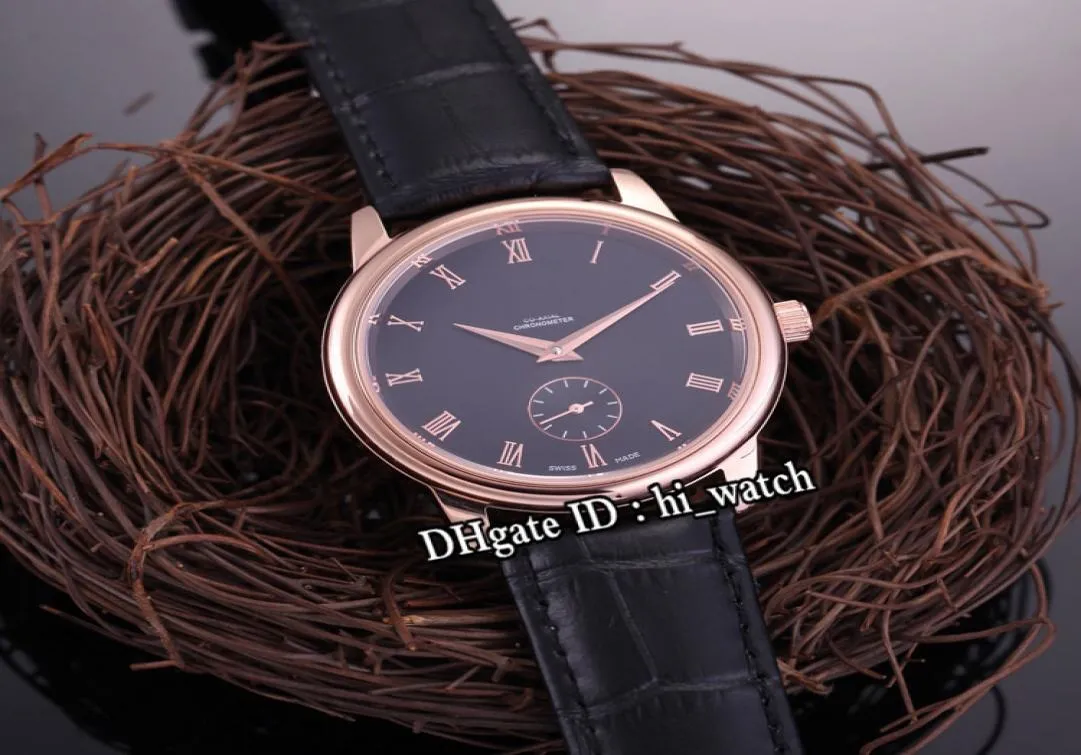 Nowy napęd Prestige Małe sekundy 46145001 Automatyczne męże Watch Rose Gold Black Dial Roma Mark Watches Black Shoad Hiwatch H045788201
