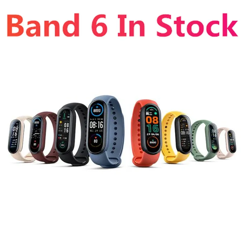 Pulseira banda 6 versão global Bracelet inteligente AMOLED SLATE SMARTBABLA FITUST Traker Bluetooth Freqüência cardíaca Pulseira Relógio M6 para Xiaomi