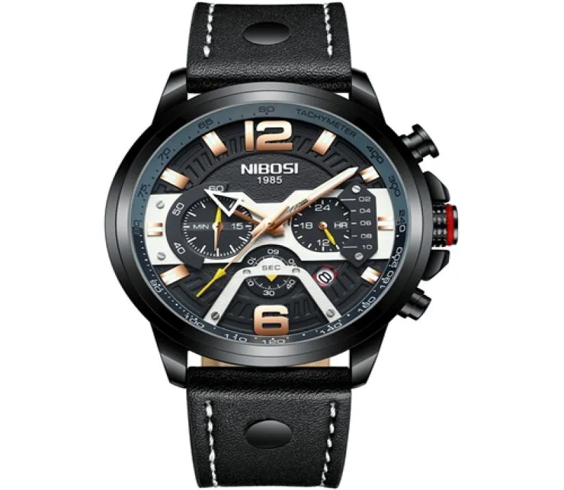 Nibosi Luxury Brand Men Analog Leather Sports Watches Men039s Army Military Orologio Male Data di quarzo Orologio Relogio Masculino4197256