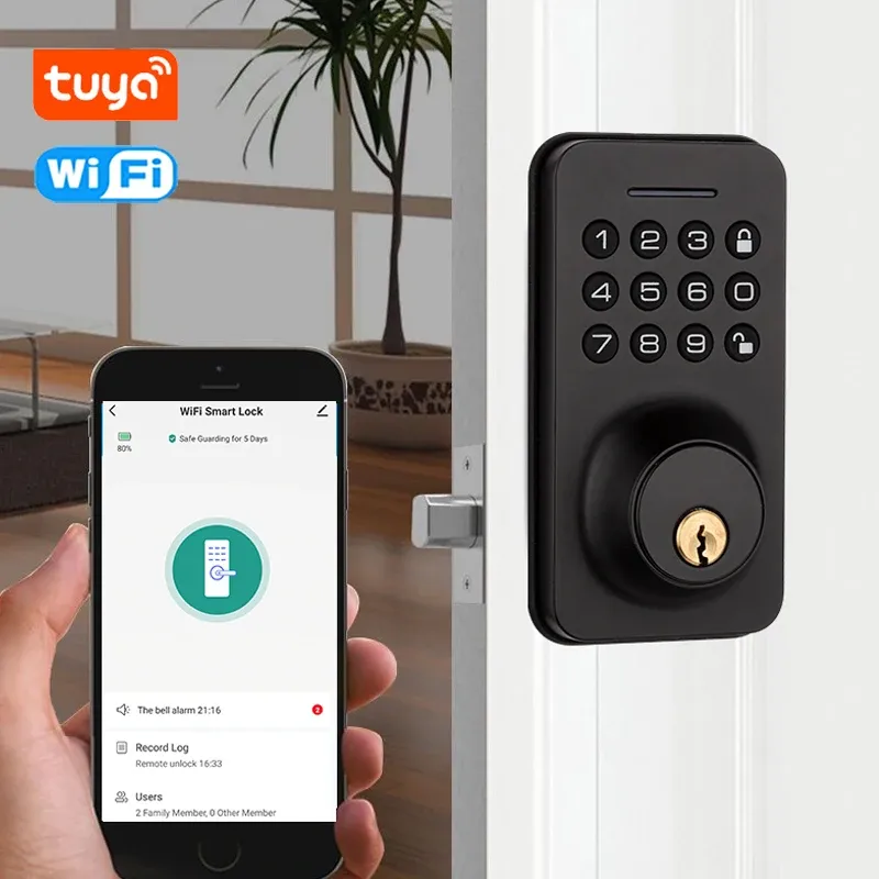 Bloquear Tuya WiFi Smart Door Lock App App Remoge Controller Senha/chave mecânica/CARD
